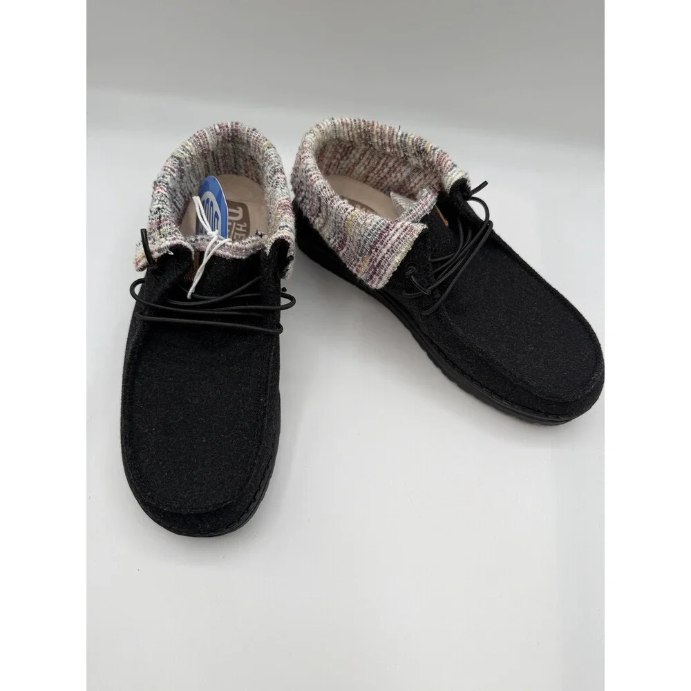 Hey Dude Wendy Fold Youth Baja Black Slip On,Youth YT 5,EU 37, NWOB